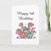 Meisjes Schattige gepersonaliseerde dinosaurusverj Kaart (Voorkant)