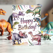 Meisjes Schattige gepersonaliseerde dinosaurusverj Kaart