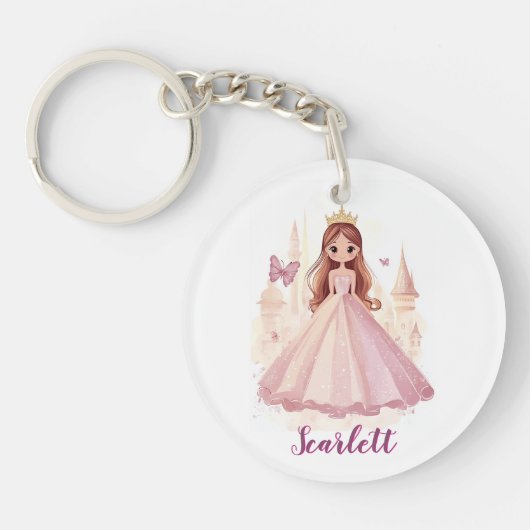 Meisjes Schattige gepersonaliseerde Princess Keyri Sleutelhanger (Voorkant)