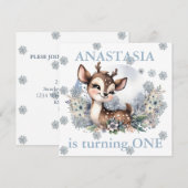 Meisjes Schattige Hertenbos Winter thema Verjaarda Kaart (Voorkant / Achterkant)