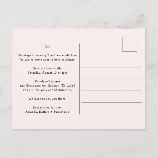 Meisjes Schattige Ice Cream 2e Verjaardagsfeestje Uitnodiging Briefkaart (Achterkant)