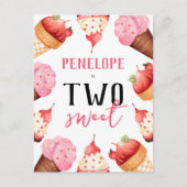 Meisjes Schattige Ice Cream 2e Verjaardagsfeestje Uitnodiging Briefkaart (Voorkant)