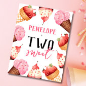 Meisjes Schattige Ice Cream 2e Verjaardagsfeestje Uitnodiging Briefkaart