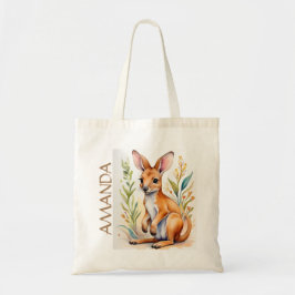 Meisjes Schattige Kangoeroe Wildlife Waterverf Naa Tote Bag