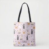 Meisjes Schattige Kitty kattenpatroon en naam Kind Tote Bag (Voorkant)