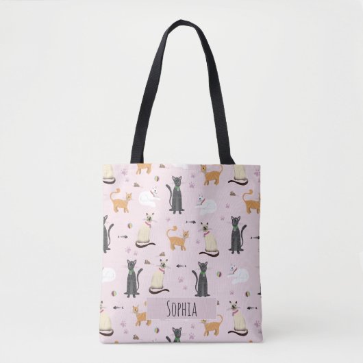 Meisjes Schattige Kitty kattenpatroon en naam Kind Tote Bag (Voorkant)