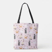 Meisjes Schattige Kitty kattenpatroon en naam Kind Tote Bag (Achterkant)