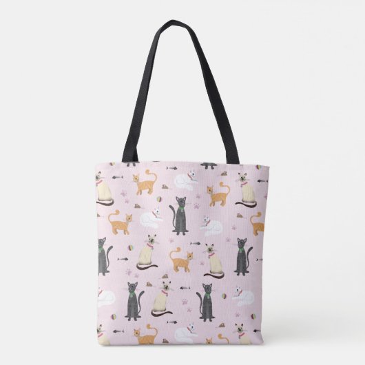 Meisjes Schattige Kitty kattenpatroon en naam Kind Tote Bag (Achterkant)