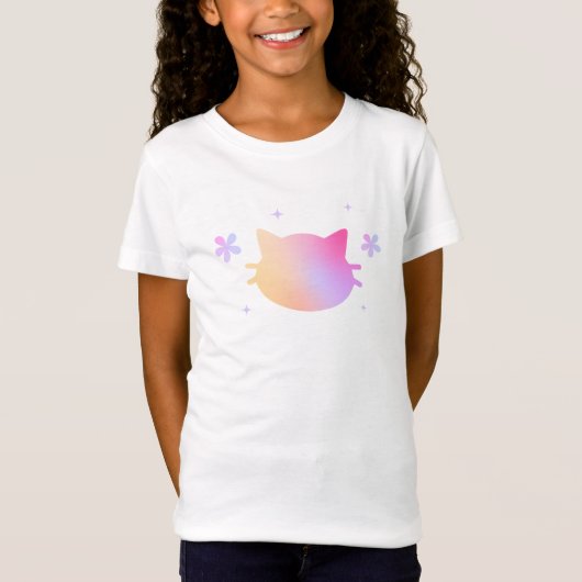 Meisjes Schattige Kleurrijk Kat T-shirt (Voorkant)