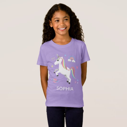 Meisjes Schattige Magische Eenhoorn Kids Verjaarda T-shirt (Voorkant volledig)