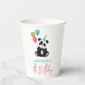 Meisjes Schattige Oerwoud Panda Beer 5e Verjaardag Papieren Bekers (Achterkant)