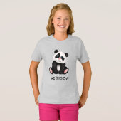 Meisjes Schattige Oerwoud Panda Beer T-shirt (Voorkant volledig)
