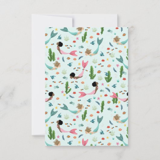 Meisjes Schattige onder het Zee Zeemeermin Verjaar Bedankkaart (Achterkant)