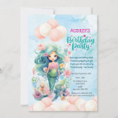 Meisjes Schattige onder het Zee Zeemeermin Verjaar Kaart (Voorkant)