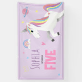 Meisjes Schattige Paarse Eenhoorn Kinder 5e Verjaa Spandoek (Verticaal)