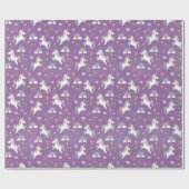 Meisjes Schattige Paarse Eenhoorn Pattern Kids Ver Cadeaupapier (Vlak)