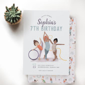Meisjes Schattige Paarse Gymnastiek 7e Verjaardag Kaart