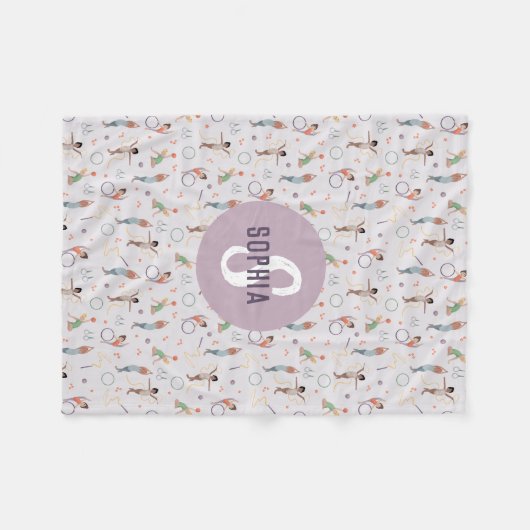 Meisjes Schattige Paarse Turnen Patroon Monogram K Fleece Deken (Voorkant (Horizontaal))