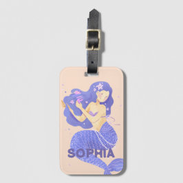 Meisjes Schattige Paarse Zeemeermin Naam Gepersona Bagagelabel