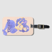 Meisjes Schattige Paarse Zeemeermin Naam Gepersona Bagagelabel (Voorkant (horizontaal))