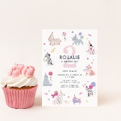 Meisjes Schattige Pastel Dog Let's Pawty Verjaarda Kaart