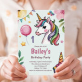 Meisjes Schattige Pastel Eenhoorn Kinder 1e Verjaa Kaart