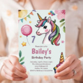 Meisjes Schattige Pastel Eenhoorn Kinder 7e Verjaa Kaart
