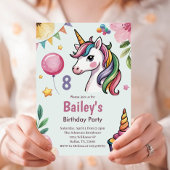 Meisjes Schattige Pastel Eenhoorn Kinder 8e Verjaa Kaart