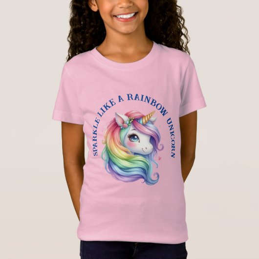 Meisjes Schattige Rainbow Eenhoorn Custom Slogan T T-shirt (Voorkant)