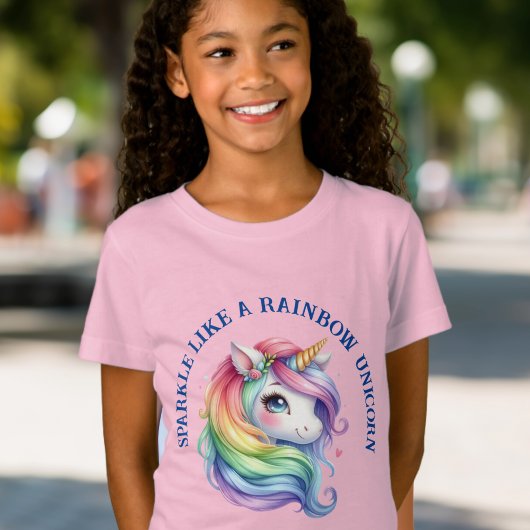 Meisjes Schattige Rainbow Eenhoorn Custom Slogan T T-shirt
