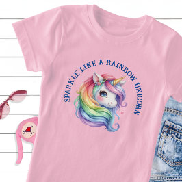 Meisjes Schattige Rainbow Eenhoorn Custom Slogan T T-shirt