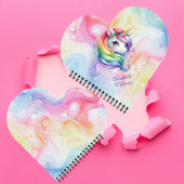 Meisjes Schattige Rainbow Unicorn Aangepaste naam Notitieboek
