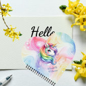 Meisjes Schattige Rainbow Unicorn Aangepaste naam Notitieboek