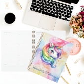 Meisjes Schattige Rainbow Unicorn Aangepaste naam Planner
