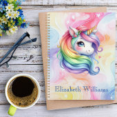 Meisjes Schattige Rainbow Unicorn Aangepaste naam Planner