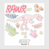 Meisjes Schattige Raw-Some Pink Dinosaurus Kinder Sticker (Vel)