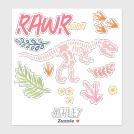 Meisjes Schattige Raw-Some Pink Dinosaurus Kinder Sticker