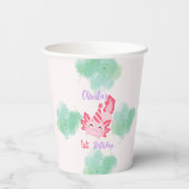 Meisjes Schattige Roze Axolotl Eerste Verjaardag P Papieren Bekers (Achterkant)
