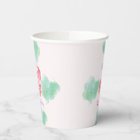 Meisjes Schattige Roze Axolotl Eerste Verjaardag P Papieren Bekers (Links)