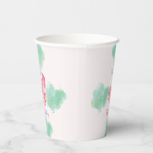 Meisjes Schattige Roze Axolotl Eerste Verjaardag P Papieren Bekers (Rechts)