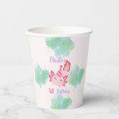Meisjes Schattige Roze Axolotl Eerste Verjaardag P Papieren Bekers (Voorkant)