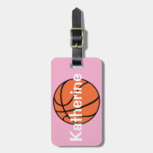 Meisjes Schattige Roze Basketbal Sport Kinder Bagagelabel (Voorkant verticaal)