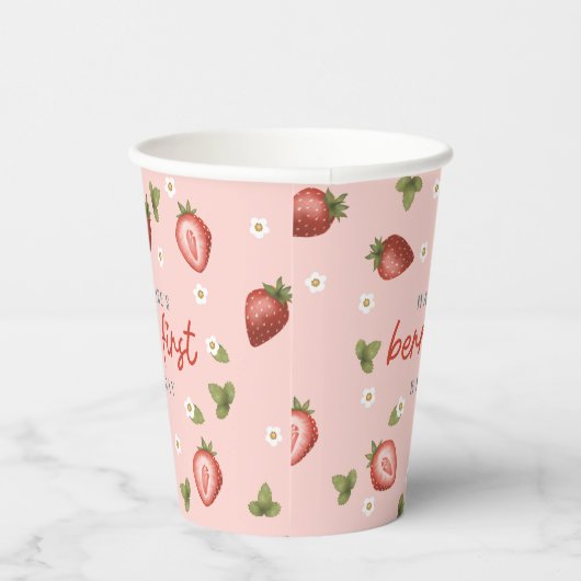 Meisjes Schattige Roze Berry eerste 1e verjaardag Papieren Bekers (Rechts)
