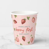 Meisjes Schattige Roze Berry eerste 1e verjaardag Papieren Bekers (Voorkant)