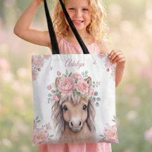 Meisjes Schattige Roze Bloemige Paard Gepersonalis