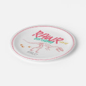 Meisjes Schattige Roze Dinosaurus Graaf Fossil Kid Papieren Bordje (Gekanteld)