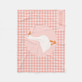 Meisjes Schattige Roze Gingham Goose Boerderij Kin Fleece Deken (Voorkant)