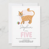 Meisjes Schattige Roze Kat Kids Verjaardag Kaart (Voorkant)