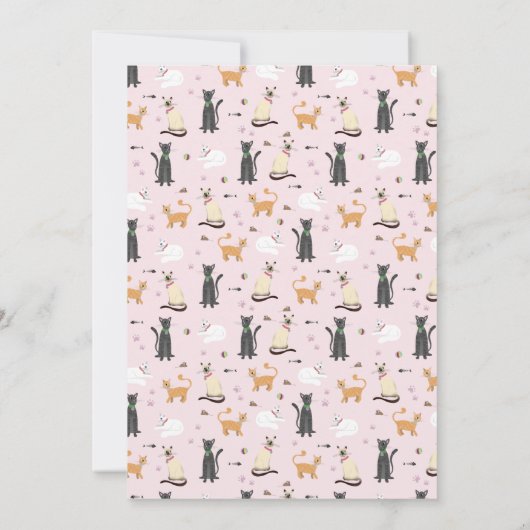 Meisjes Schattige Roze Kat Kids Verjaardag Kaart (Achterkant)