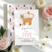 Meisjes Schattige Roze Kat Kids Verjaardag Kaart